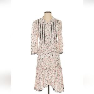 Zadig & Voltaire Raspail Print Floral Crinkle Peasant Boho Dress XS